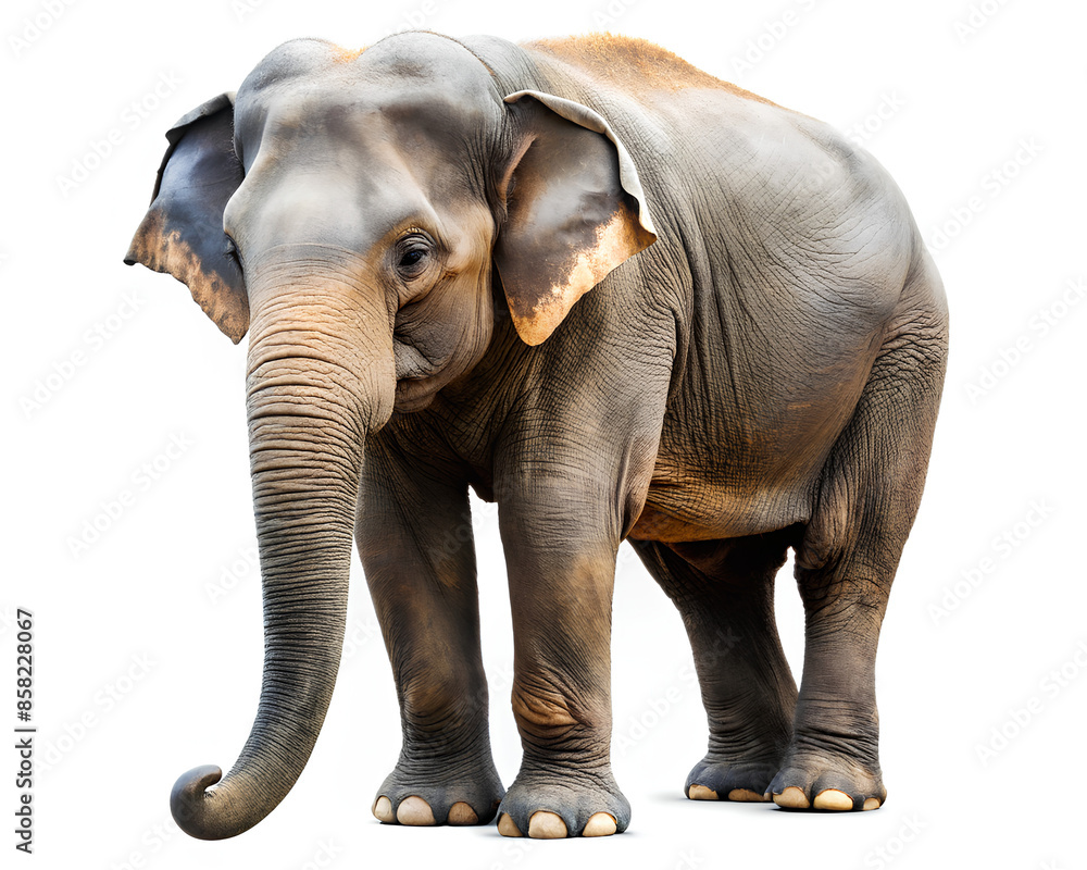 Thai Elephant isolated on white background. clipping path, selective focus Thai Elephant isolated on white background. clipping path, selective focus