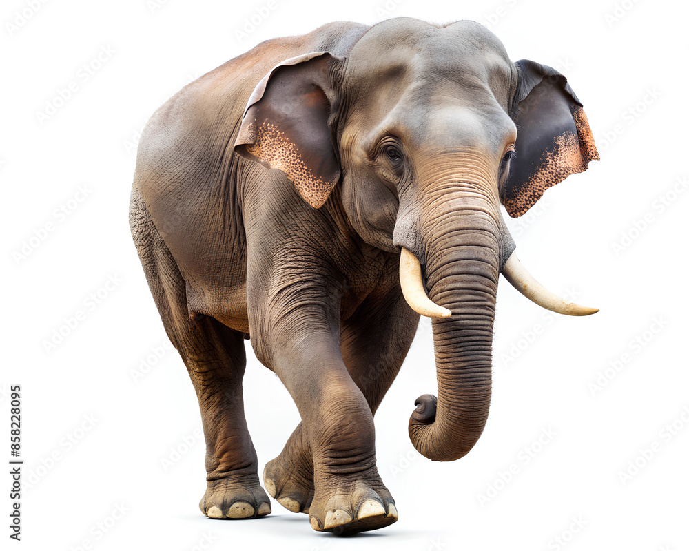 Fototapeta premium Thai Elephant isolated on white background. clipping path, selective focus