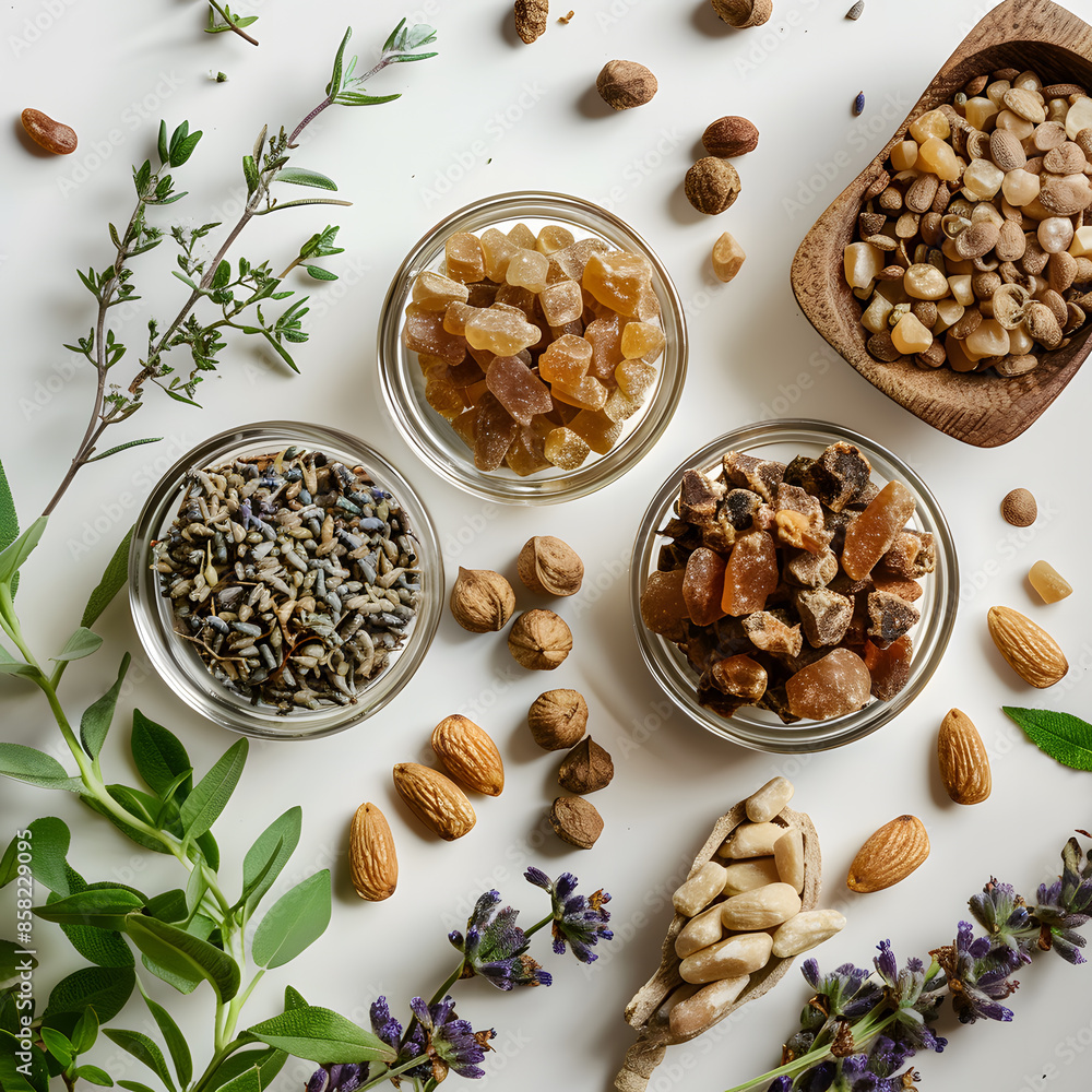 A full frame of baked frankincense and almonds was placed on the table. A full frame of baked frankincense and almonds was placed on the table.
