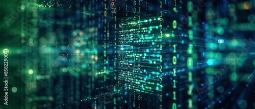 Wallpaper Mural Futuristic design with digital data patterns, computer graphics, and business concepts illuminated by dynamic light textures Torontodigital.ca