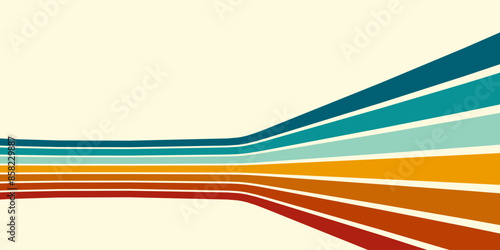 Retrofuturism poster design in trendy retro line style. Modern art poster retro vintage style 70s stripes background template lines shapes vector design