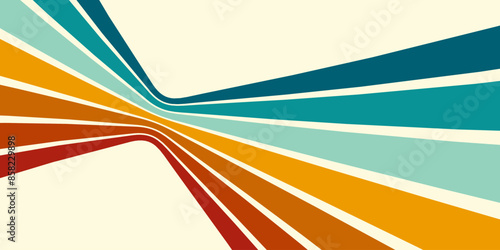 Retrofuturism poster design in trendy retro line style. Modern art poster retro vintage style 70s stripes background template lines shapes vector design