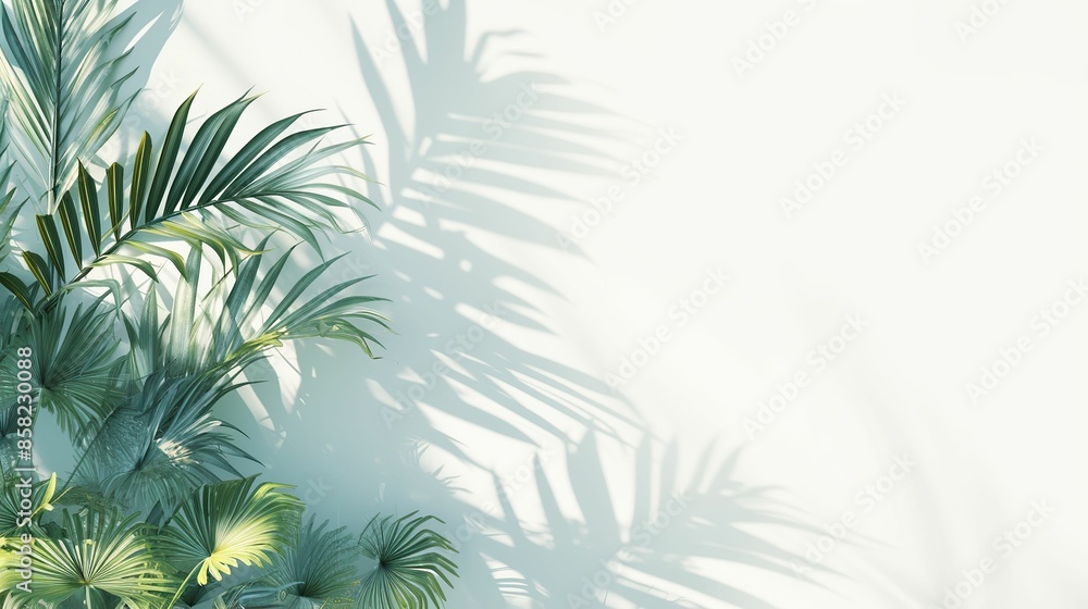 White Ribbed Background. Fashion and health background. Empty spa with transparent glass. Subtle blur effect with morning lights. Green palm with reeded glass. White Ribbed Background. Fashion and health background. Empty spa with transparent glass. Subtle blur effect with morning lights. Green palm with reeded glass.