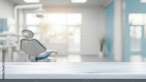 Wallpaper Mural a close up of a empty table with white dental clinic room background Torontodigital.ca
