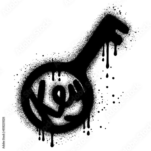 Spray Painted Graffiti Key Sprayed isolated on white background.
