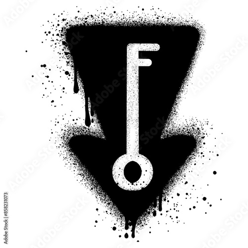 Spray Painted Graffiti Key Sprayed isolated on white background.