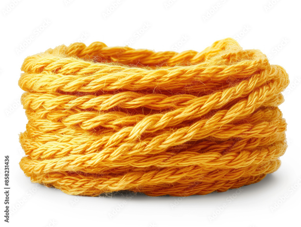Golden yarn isolated on white background. Created with Generative AI technology. Golden yarn isolated on white background. Created with Generative AI technology.