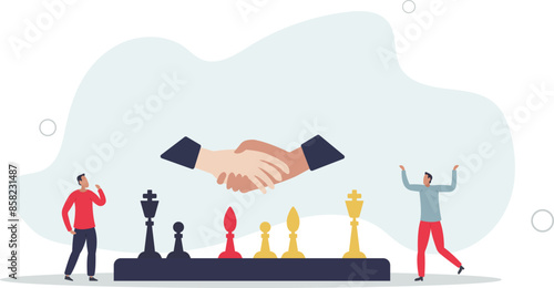 Conflict resolution in business with smart tactics and strategy..flat illustration