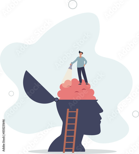 Memory loss and problem with information forgetting.Alzheimer medical disease as psychological research for medical mental disorder.flat illustration
