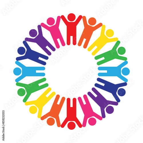 Vector illustration of circle of people icon on transparent background