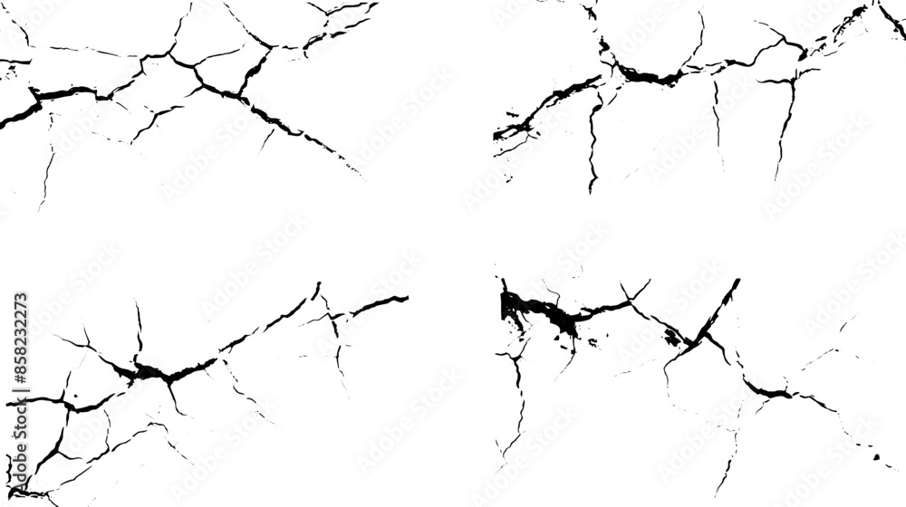Surface fissures and cracks grunge from earthquake top view in ground. Collection of crack vectors. Collection of wall cracks. Surface fissures and cracks grunge from earthquake top view in ground. Collection of crack vectors. Collection of wall cracks.