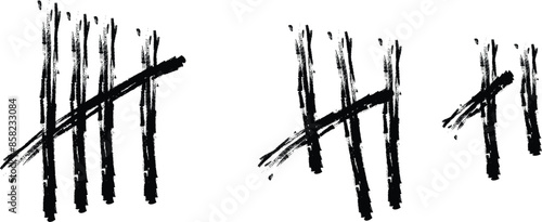 Tally marks prison jail vector wall count. Slash hash brush line number tally mark prison wall.eps10