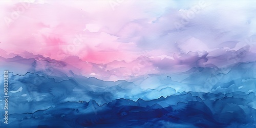 Abstract Landscape in Pink and Blue Hues