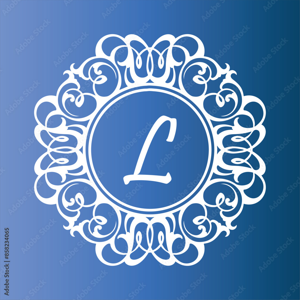 Luxurious decorative letter initials logo decorated with carvings Luxurious decorative letter initials logo decorated with carvings