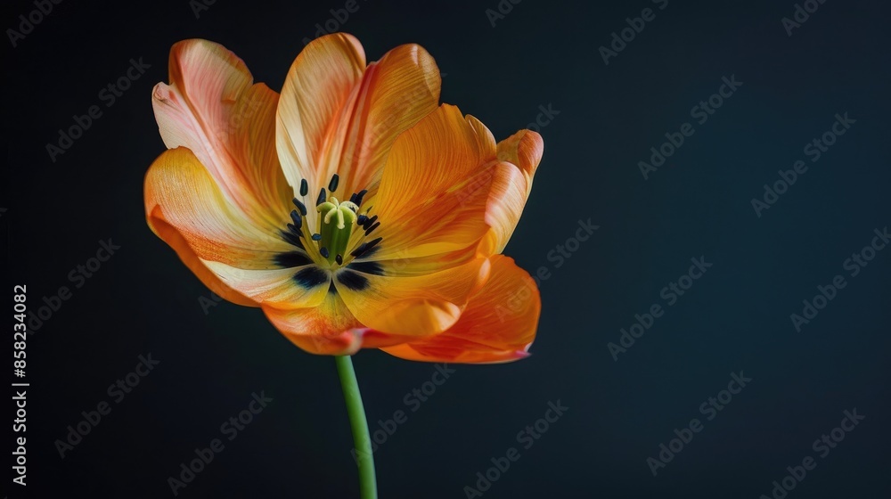Flower portrait against dark backdrop Flower portrait against dark backdrop