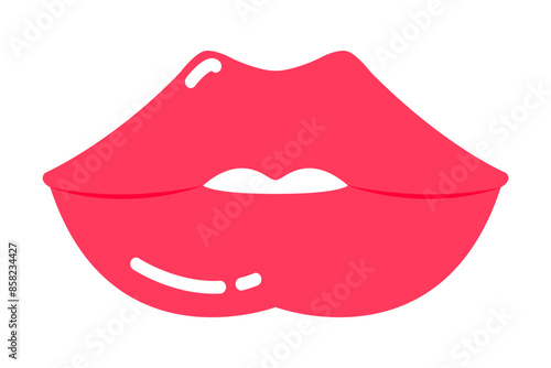 Vector illustration of pink lips on transparent background