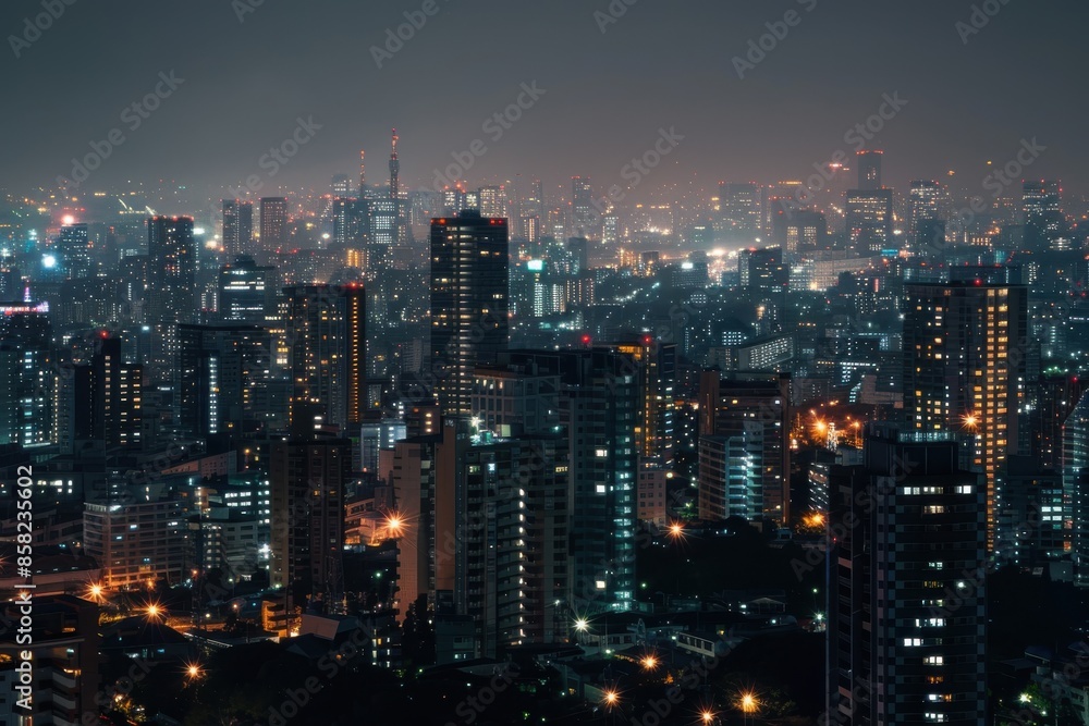 City illumination at night: a spectacular view of the urban landscape City illumination at night: a spectacular view of the urban landscape
