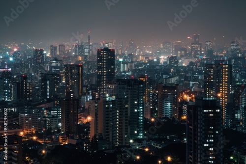 Wallpaper Mural City illumination at night: a spectacular view of the urban landscape Torontodigital.ca