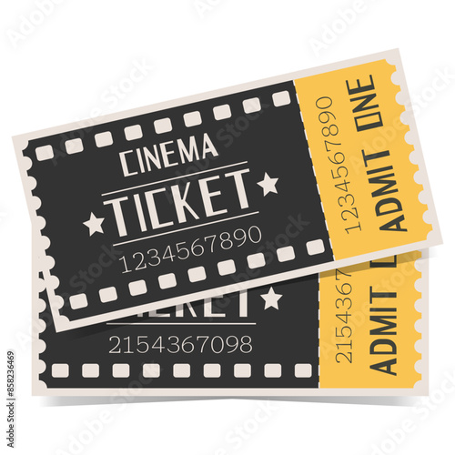 Two retro cinema tickets. Vector image, EPS10