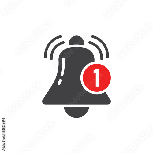 Notification bell icon in flat style. Incoming inbox message vector illustration on isolated background. Ringing bell sign business concept.