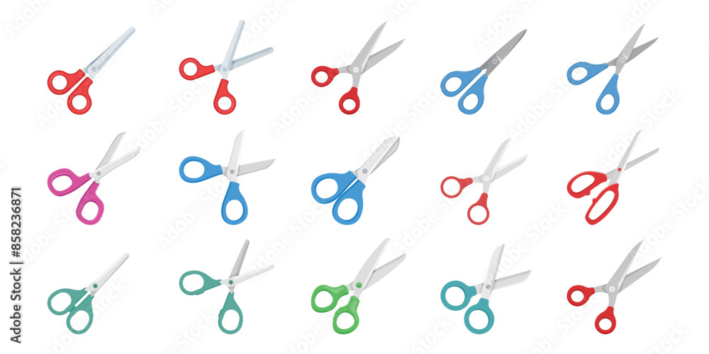 Scissor icon set in flat style. Cutting hair equipment vector illustration on isolated background. Hairdressing sign business concept. Scissor icon set in flat style. Cutting hair equipment vector illustration on isolated background. Hairdressing sign business concept.