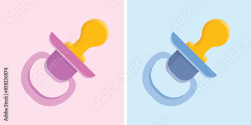 Baby pacifier icon in flat style. Nipple for newborn child vector illustration on isolated background. Soother sign business concept.