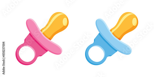 Baby pacifier icon in flat style. Nipple for newborn child vector illustration on isolated background. Soother sign business concept.