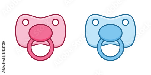 Baby pacifier icon in flat style. Nipple for newborn child vector illustration on isolated background. Soother sign business concept.