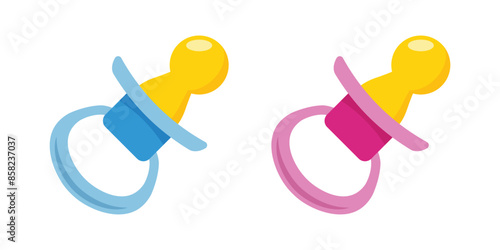 Baby pacifier icon in flat style. Nipple for newborn child vector illustration on isolated background. Soother sign business concept. photo