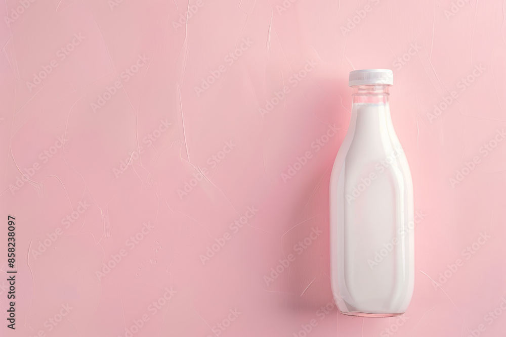 Minimalist Milk Bottle Against Soft Pink Wall Minimalist Milk Bottle Against Soft Pink Wall