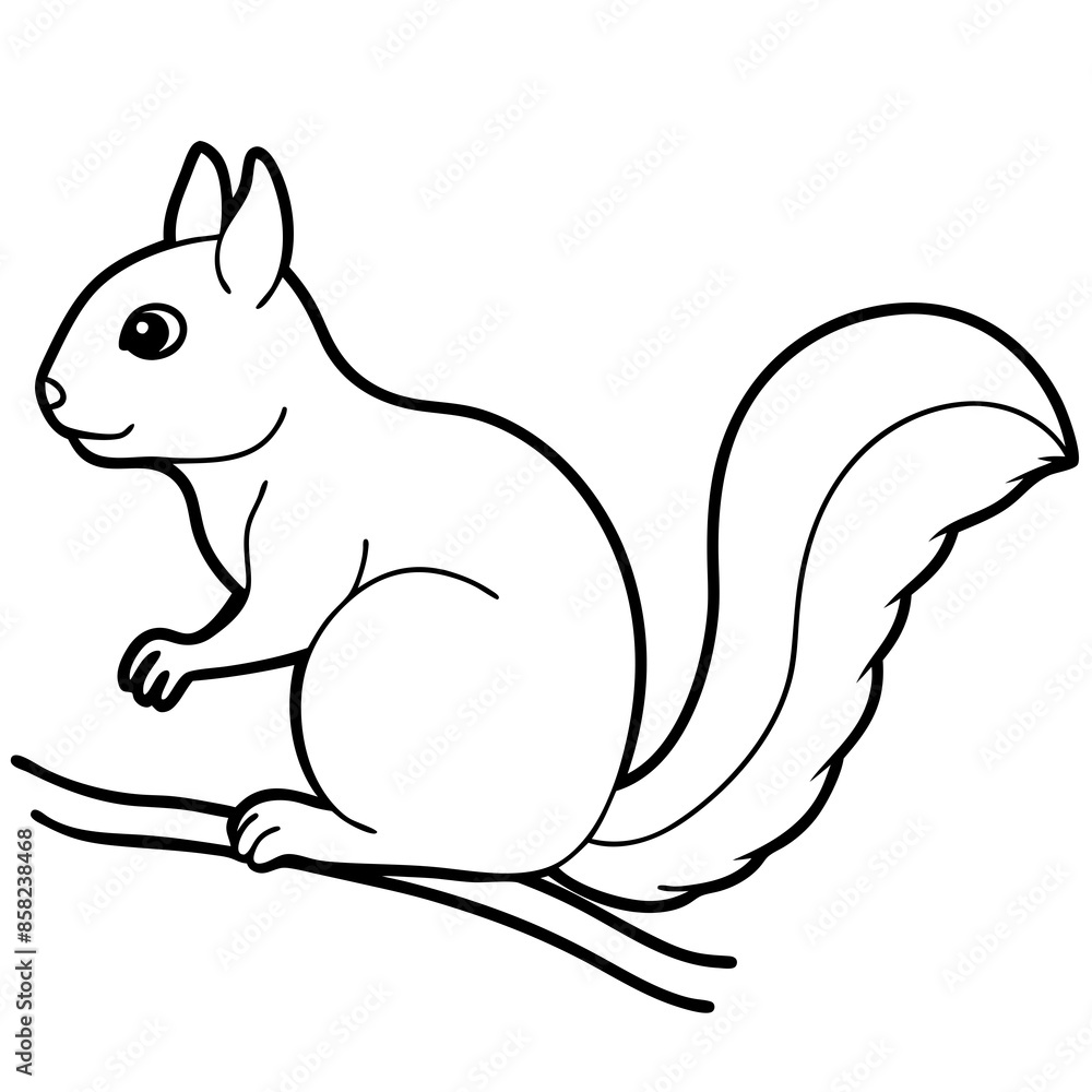 Hand drawn squirrel outline illustration vector art design for kids. Hand drawn squirrel outline illustration vector art design for kids.