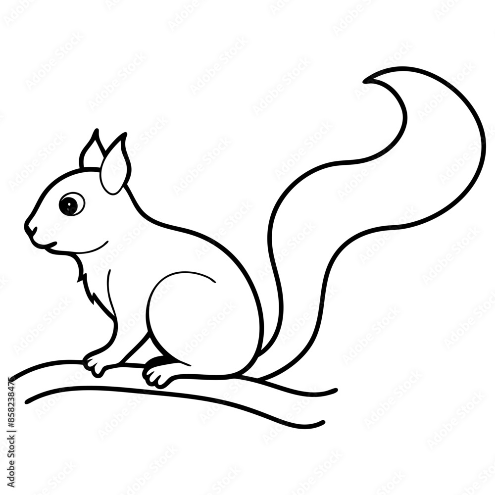 Hand drawn squirrel outline illustration vector art design for kids. Hand drawn squirrel outline illustration vector art design for kids.