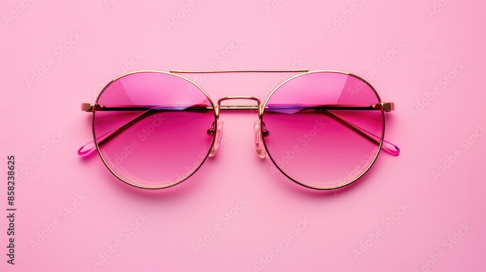 Discount poster of stylish sunglasses on pink background Summer fashion accessories with Beauty and Minimalism concept Discount poster of stylish sunglasses on pink background Summer fashion accessories with Beauty and Minimalism concept