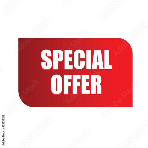 Catch this alluring special offer on a red badge, featuring bold white letters to grab attention and entice shoppers to make a purchase, perfect for retail promotions.