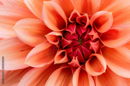 Close Up of Vibrant Orange Dahlia Flower with Petal Details and Natural Patterns