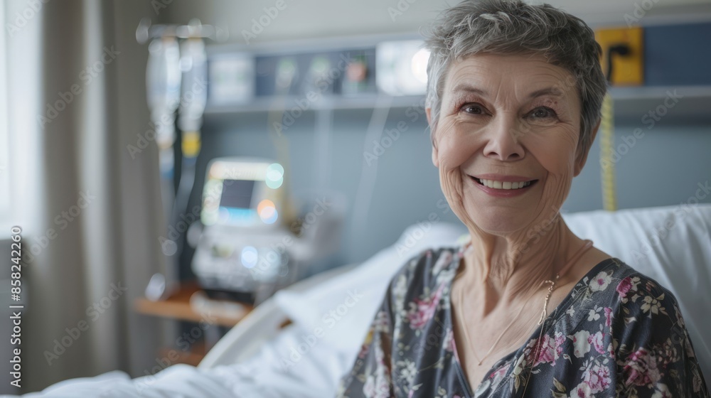 Cancer Survivor Finds Happiness: Senior Woman's Recovery Journey after Chemotherapy on Hospital Bed Cancer Survivor Finds Happiness: Senior Woman's Recovery Journey after Chemotherapy on Hospital Bed