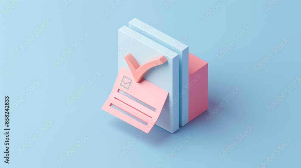 3D illustration depicting the completion of a plan, with checkboxes marked off with ticks, organized and accomplished. 3D illustration depicting the completion of a plan, with checkboxes marked off with ticks, organized and accomplished.