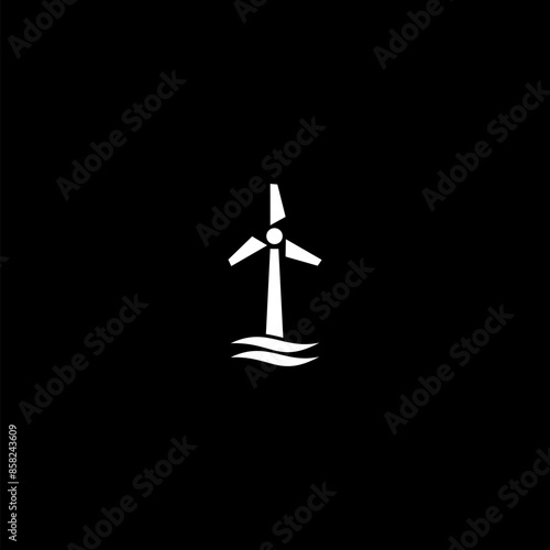 Windmill Water Waves icon isolated on dark background