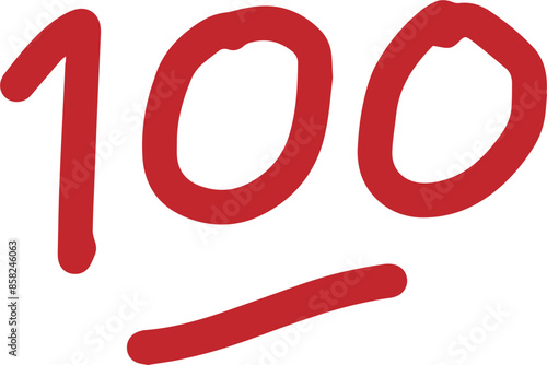 Quiz one hundred hand written red icon