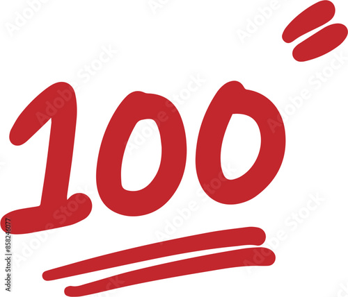 Quiz one hundred hand written red icon