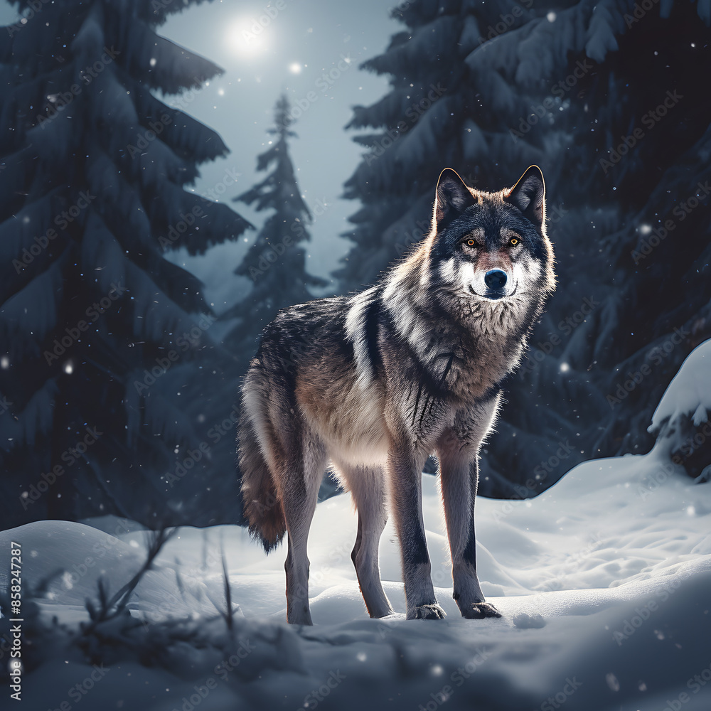 Naklejka premium wolf in snow