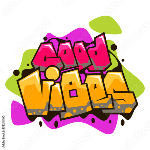 good vibes word graffiti text sticker illustration