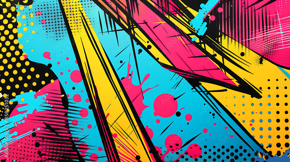 vibrant comic book style background with bold colors, abstract shapes, and dynamic halftone patterns, evoking the energy and excitement of pop art. vibrant comic book style background with bold colors, abstract shapes, and dynamic halftone patterns, evoking the energy and excitement of pop art.