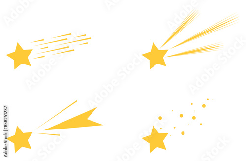 Flat shooting star metero falling down icon decoration illustration vector