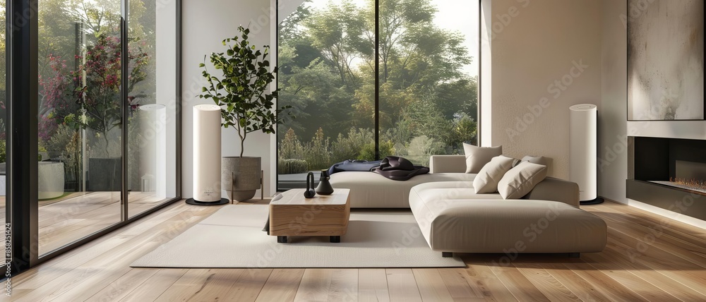 An AI system seamlessly integrated into a modern living space An AI system seamlessly integrated into a modern living space