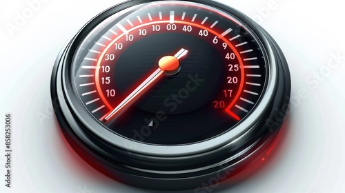 Speedometer with circle speed control. Auto dashboard, accelerating, recent modern background. Mileage control, measuring kilometers, isolated speedometer.