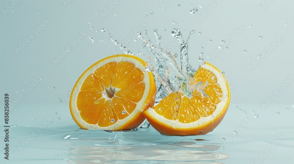 Orange Slices Splashing in Water Orange Slices Splashing in Water