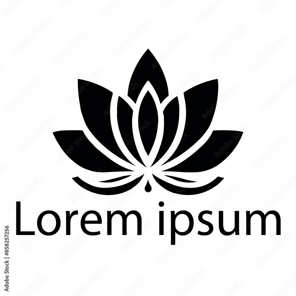 A black yoga lotus logo on white simple background
A black yoga lotus logo on white simple background