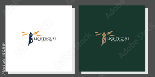 Creative lighthouse logo design with unique concept , premium vector