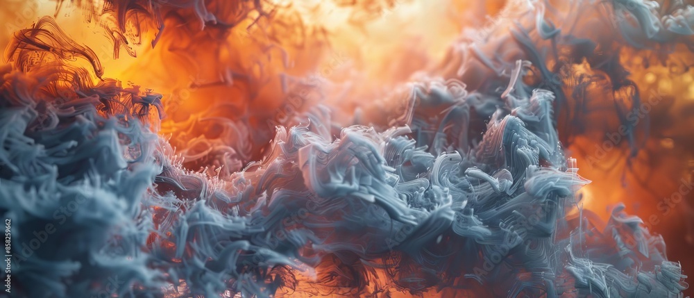 Fototapeta premium Capture dynamic abstract smoke formations up-close in a digital CG 3D style,